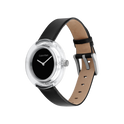 Calvin Klein Circular Transparent Resin Women's Black Dial & Black Leather Strap Watch 36mm