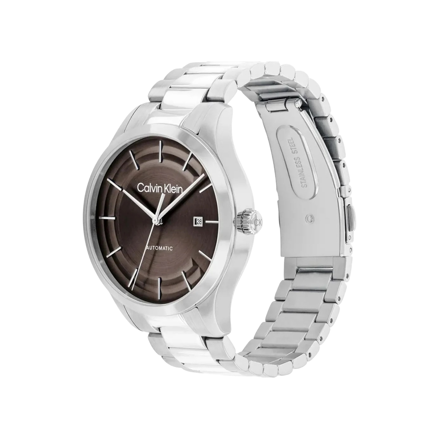 Calvin Klein Iconic Men's Brown Dial & Silver Bracelet Strap Watch 40mm