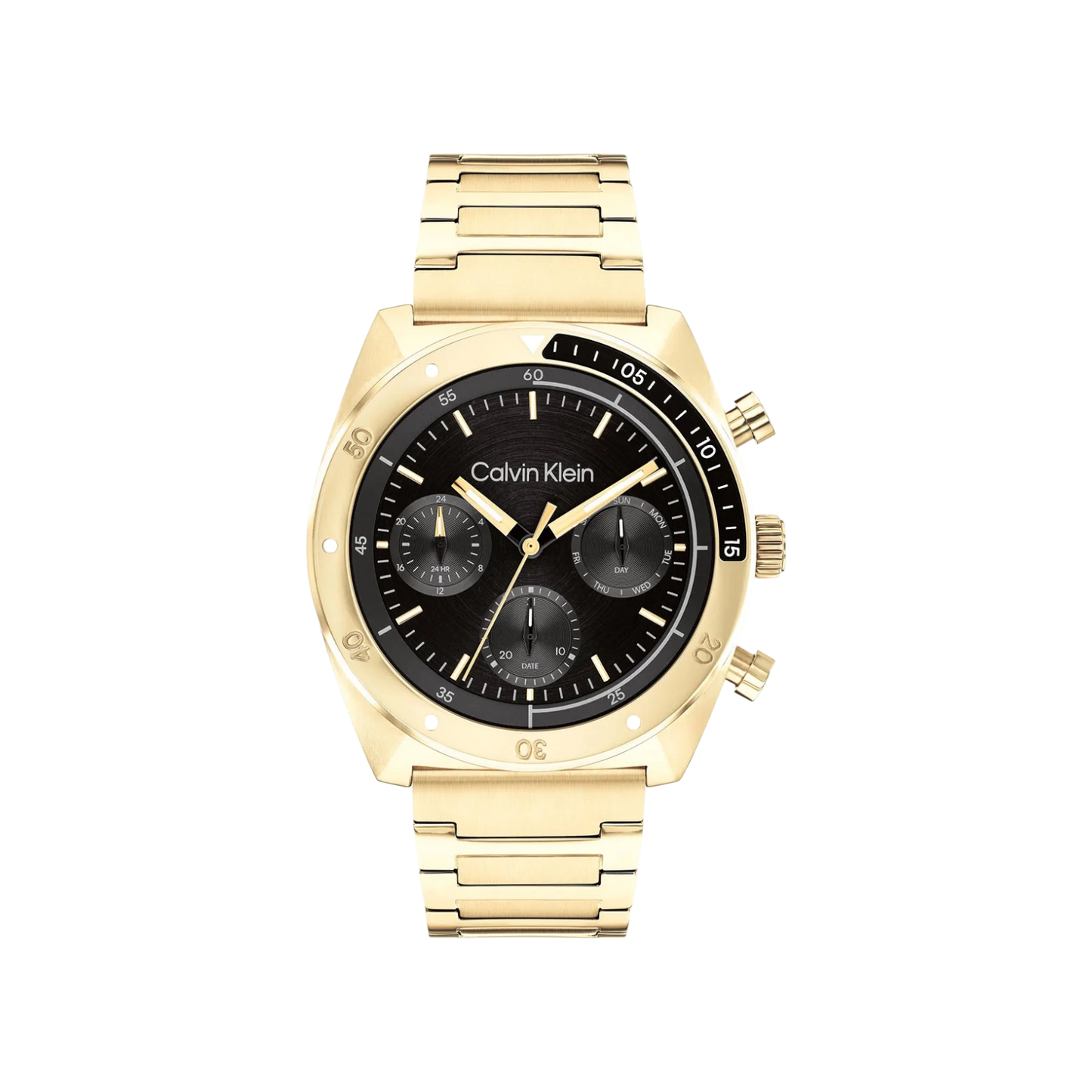 Calvin Klein Flex Men's Black Dial & Gold Bracelet Strap Watch 42mm