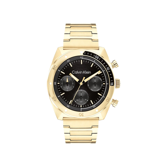 Calvin Klein Flex Men's Black Dial & Gold Bracelet Strap Watch 42mm