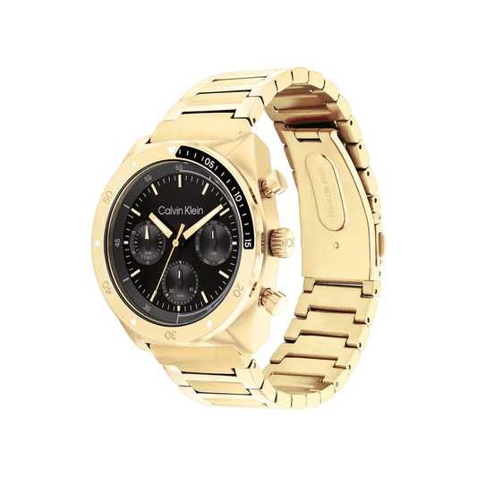 Calvin Klein Flex Men's Black Dial & Gold Bracelet Strap Watch 42mm