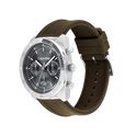 Calvin Klein Flex Men's Grey Dial & Green Silicone Strap Watch 45mm