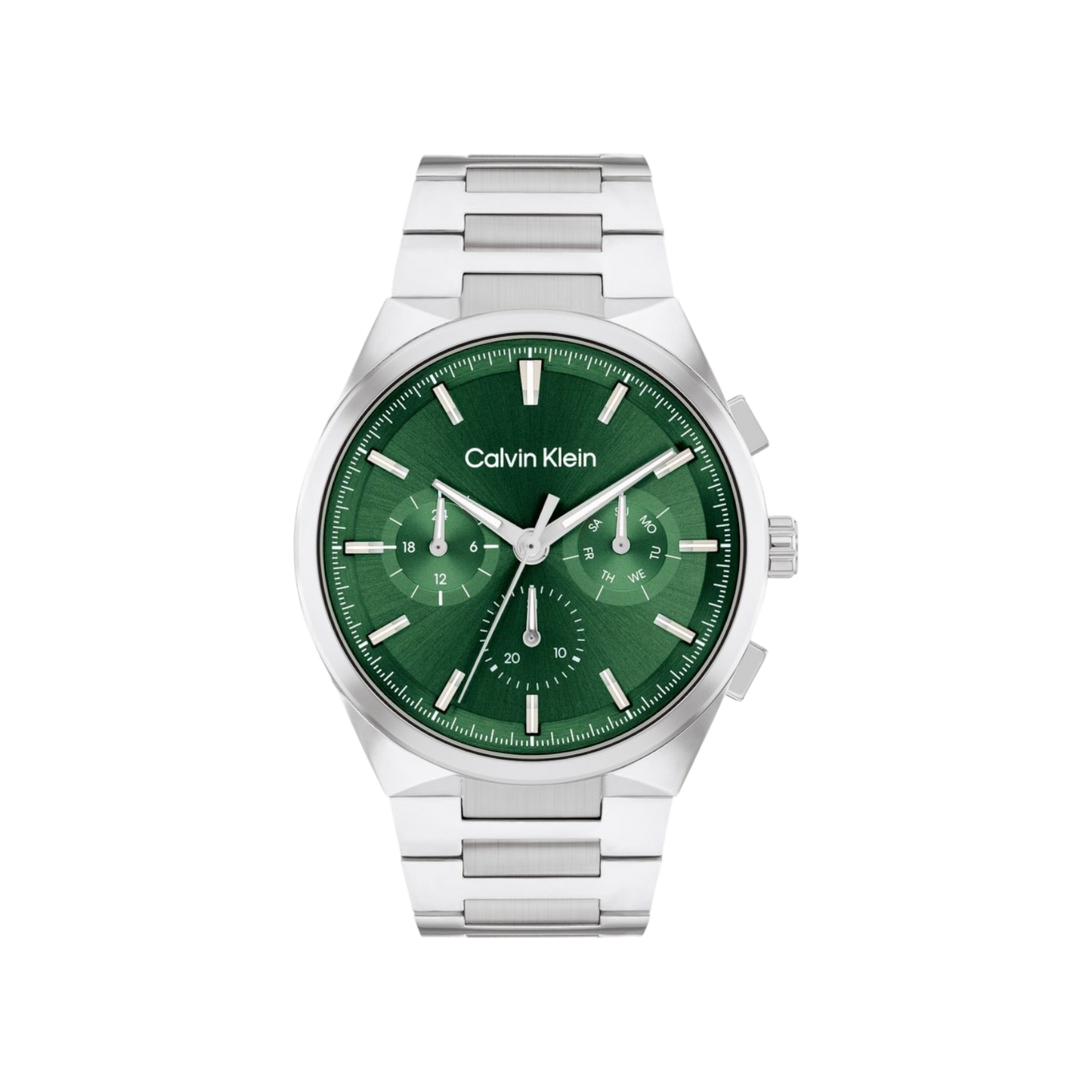 Calvin Klein Distinguished Men's Green Dial & Silver Bracelet Strap Watch 44mm