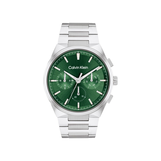 Calvin Klein Distinguished Men's Green Dial & Silver Bracelet Strap Watch 44mm