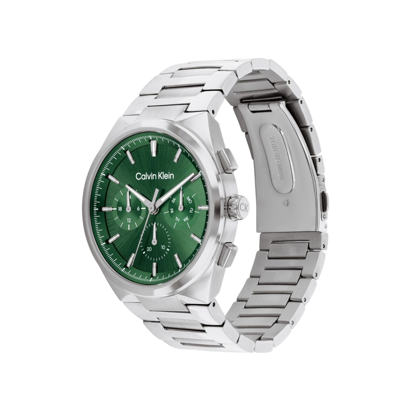 Calvin Klein Distinguished Men's Green Dial & Silver Bracelet Strap Watch 44mm