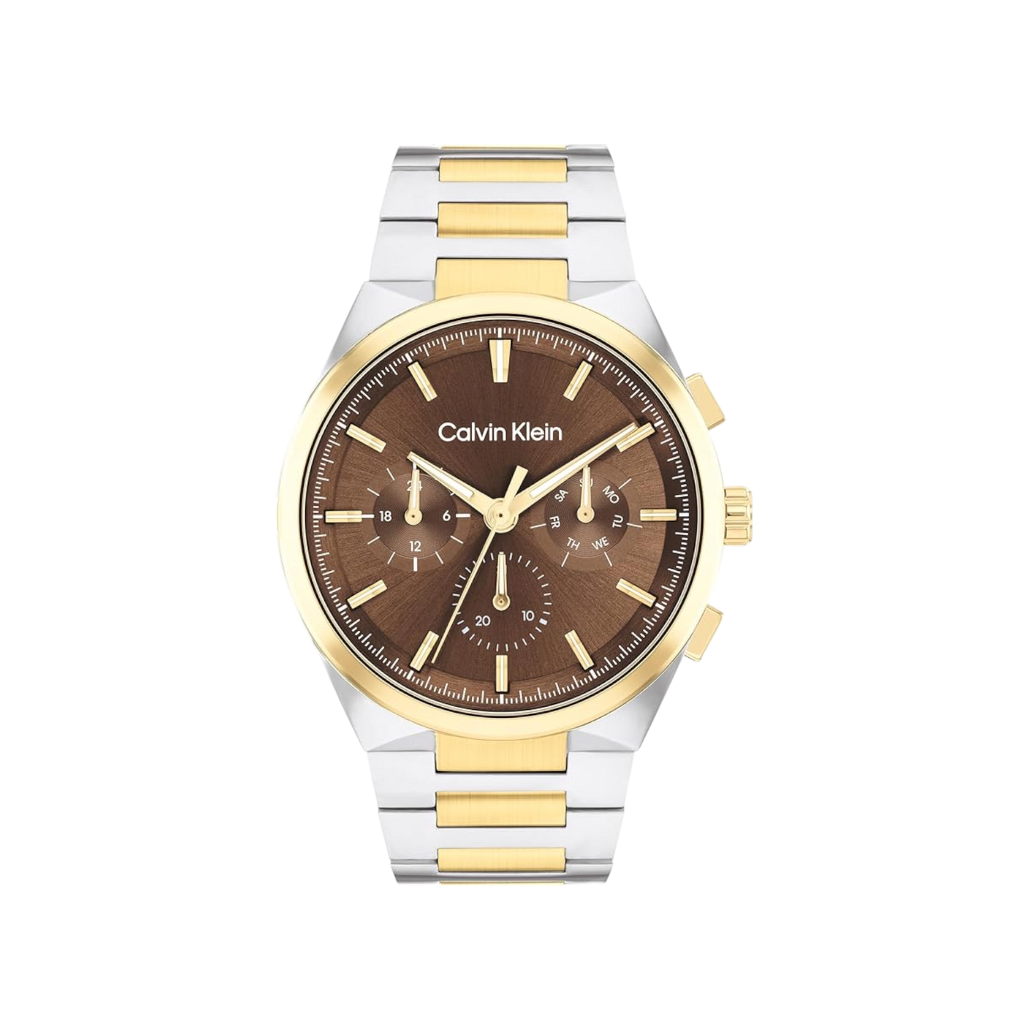 Calvin Klein Distinguished Men's Brown Dial & Two Tone Bracelet Strap Watch 44mm