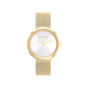 Calvin Klein Twisted Bezel Women's Silver Dial & Gold Mesh Strap Watch 34mm