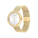 Calvin Klein Twisted Bezel Women's Silver Dial & Gold Mesh Strap Watch 34mm