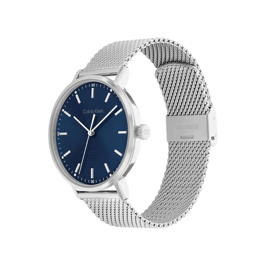 Calvin Klein Modern Men's Blue Dial & Silver Mesh Strap Watch 42mm