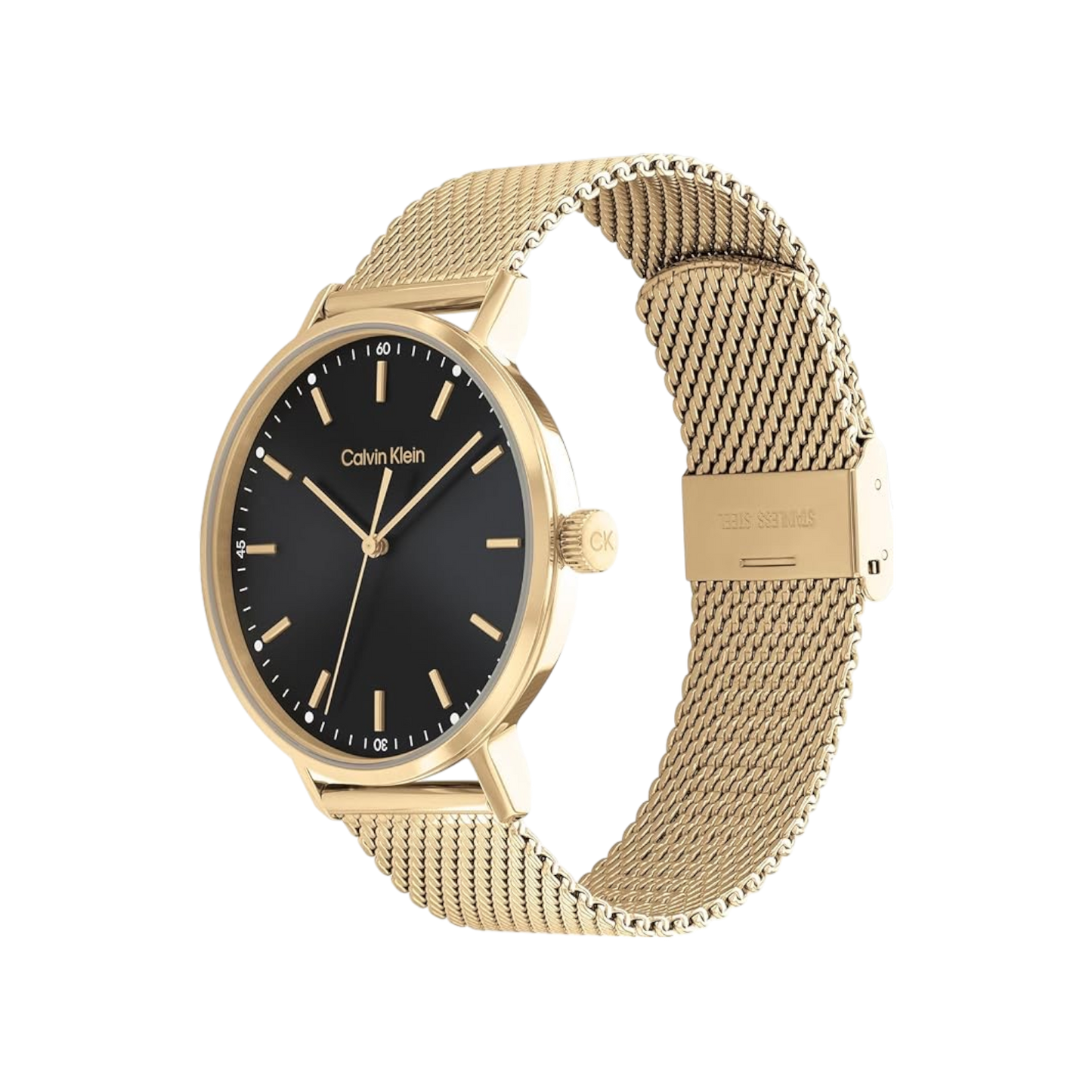 Calvin Klein Modern Men's Black Dial & Gold Mesh Strap Watch 42mm