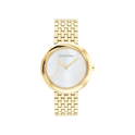 Calvin Klein Twisted Bezel Women's Mother of Pearl Dial & Gold Mesh Strap Watch 34mm