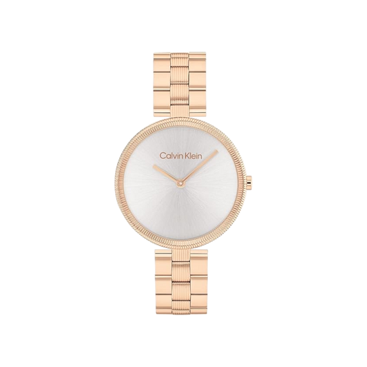 Calvin Klein Gleam Women's Silver Dial & Rose Gold Bracelet Strap Watch 32mm