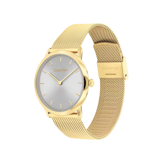 Calvin Klein Exceptional Unisex Grey Dial & Gold Mesh Strap Watch 38mm