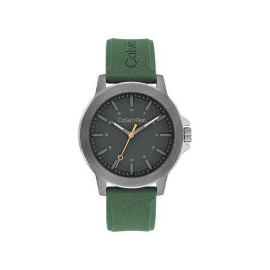 Calvin Klein Reset Men's Black Dial & Green Silicone Strap Watch 42mm