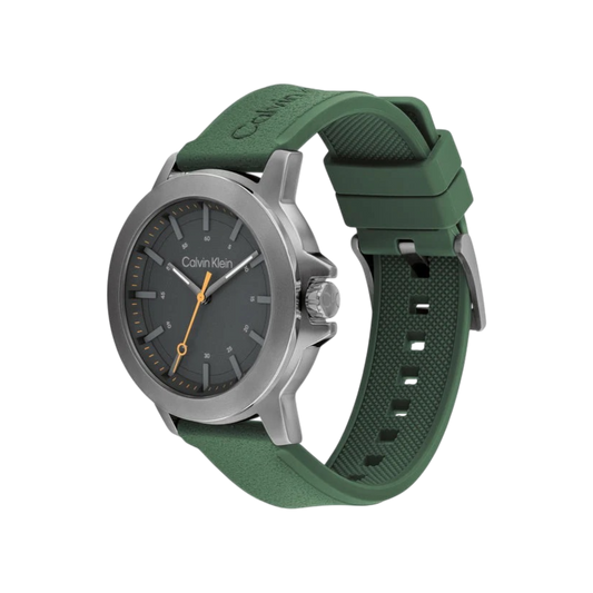 Calvin Klein Reset Men's Black Dial & Green Silicone Strap Watch 42mm