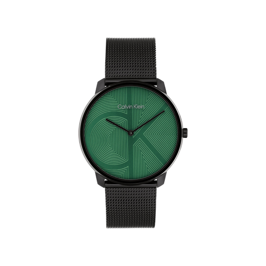 Calvin Klein Iconic Unisex Green Dial & Black Mesh Strap Watch 40mm