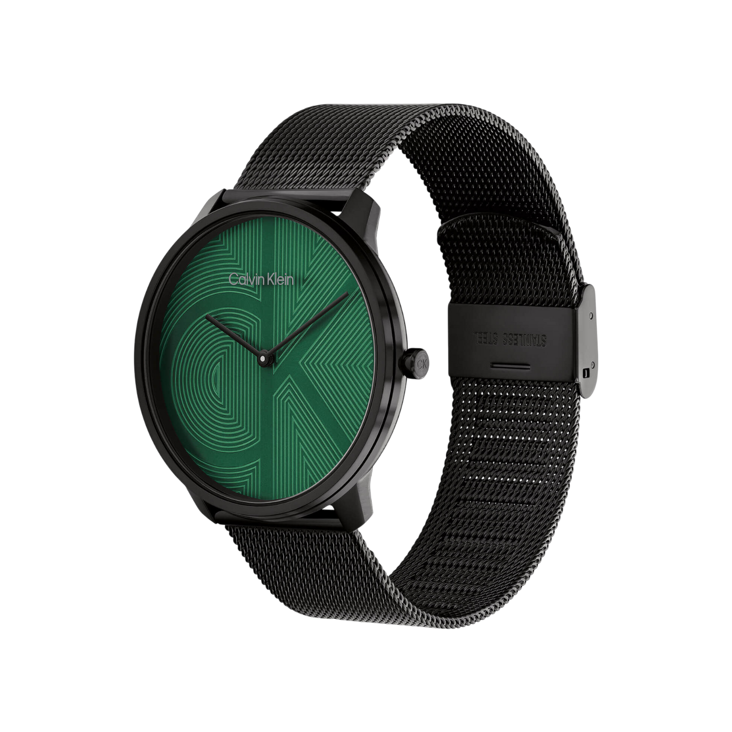 Calvin Klein Iconic Unisex Green Dial & Black Mesh Strap Watch 40mm
