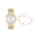 Coach Cary Women's Watch Gift Set White Dial & Gold Mesh Strap Watch 34mm with Gold Bracelet