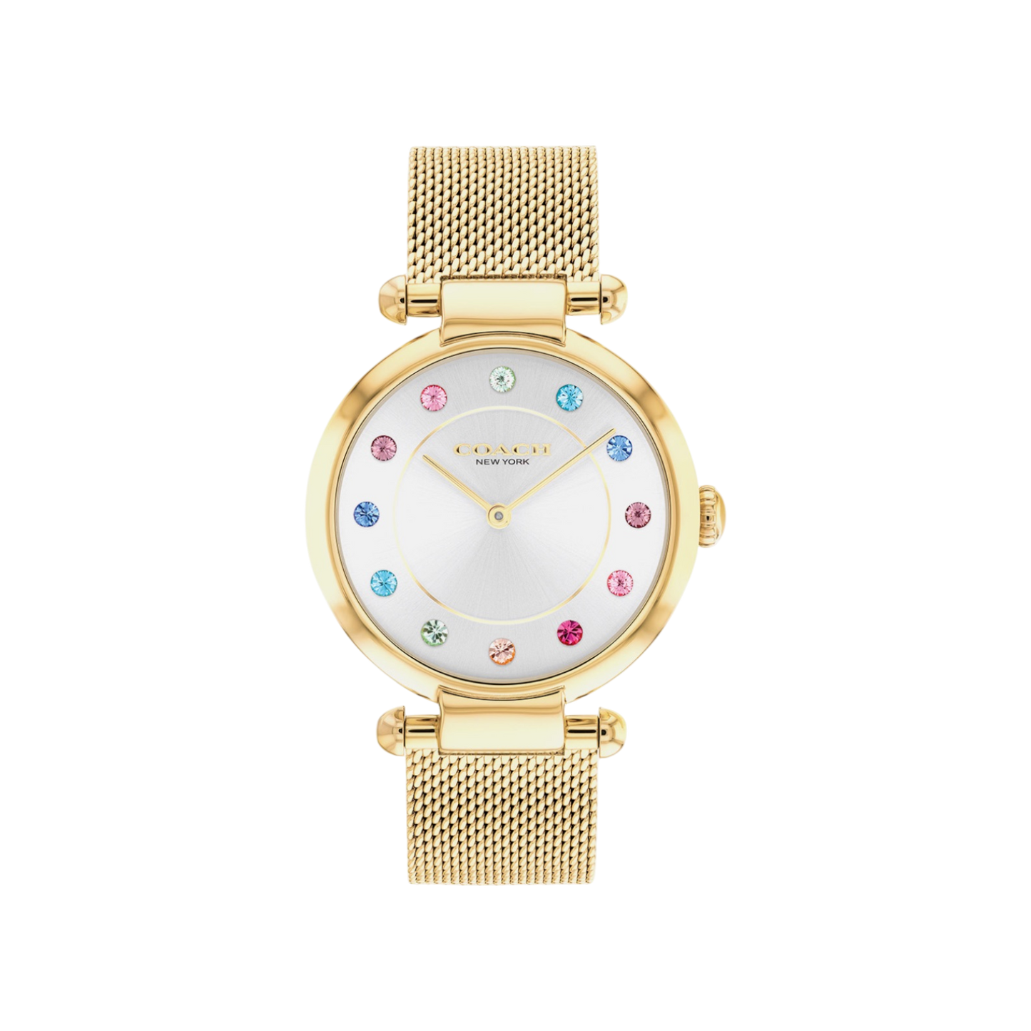 Coach Cary Women's Watch Gift Set White Dial & Gold Mesh Strap Watch 34mm with Gold Bracelet