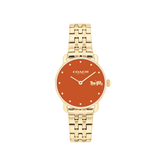 Coach Elliot Women's Red Dial & Gold Bracelet Strap Watch 28mm