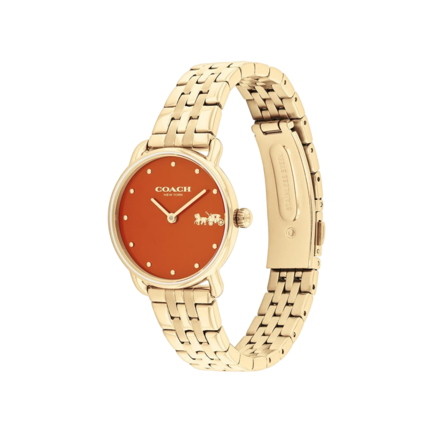Coach Elliot Women's Red Dial & Gold Bracelet Strap Watch 28mm