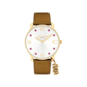 Coach Elliot Women's White Dial & Tan Leather Strap Watch with Snake Charm 28mm