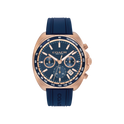 Coach Charter Men's Blue Dial with Rose Gold Case & Blue Silicone Strap Watch 44mm