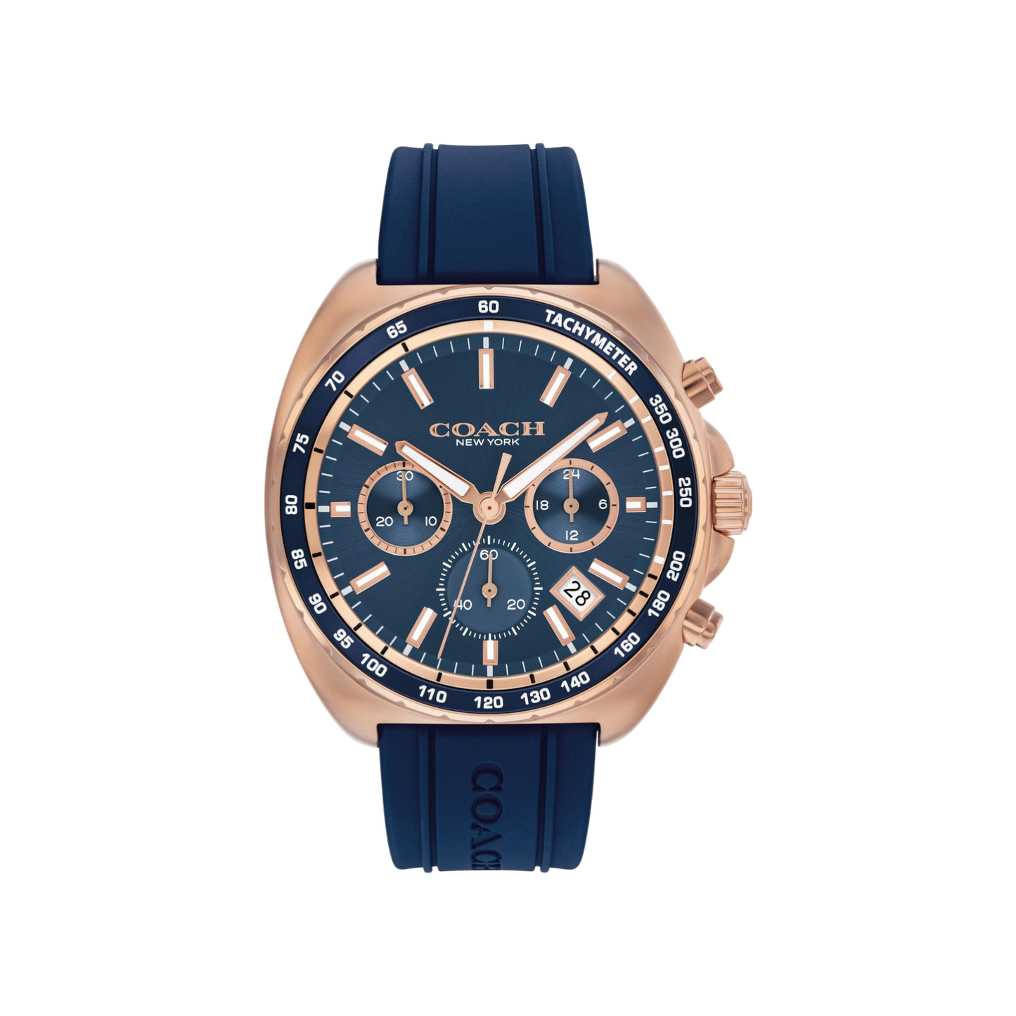 Coach Charter Men's Blue Dial with Rose Gold Case & Blue Silicone Strap Watch 44mm