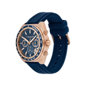 Coach Charter Men's Blue Dial with Rose Gold Case & Blue Silicone Strap Watch 44mm