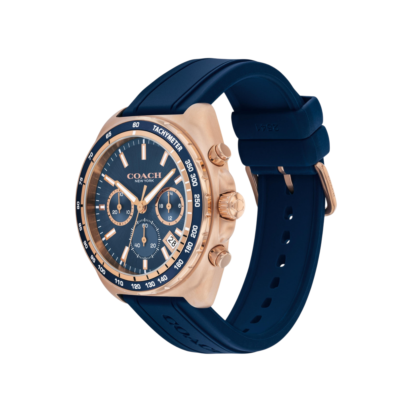 Coach Charter Men's Blue Dial with Rose Gold Case & Blue Silicone Strap Watch 44mm