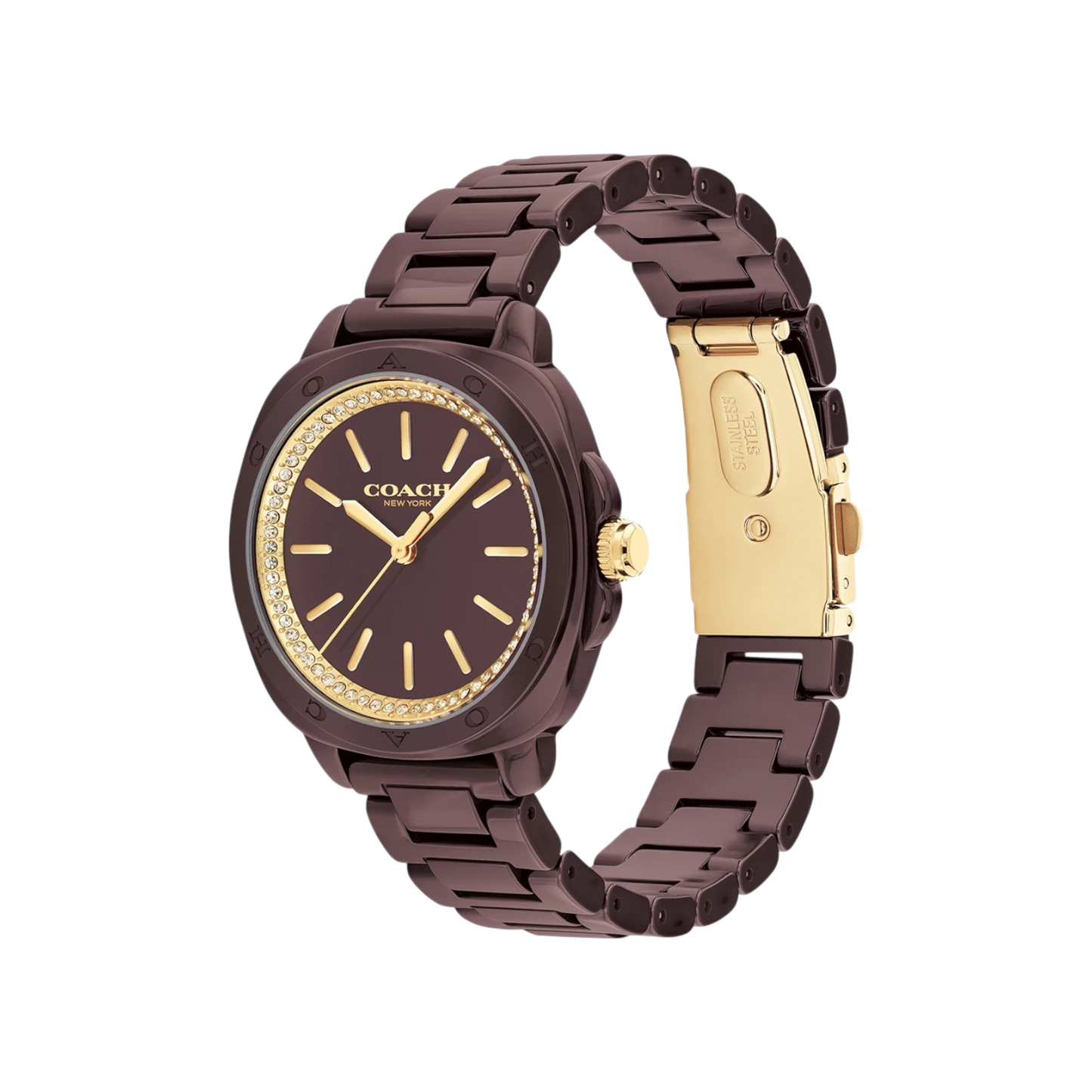 Coach Kitt Women's Burgundy Ceremic Bracelet Strap Watch 34mm