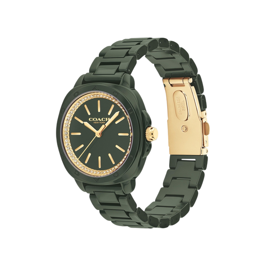 Coach Kitt Women's Green Ceremic Bracelet Strap Watch 34mm