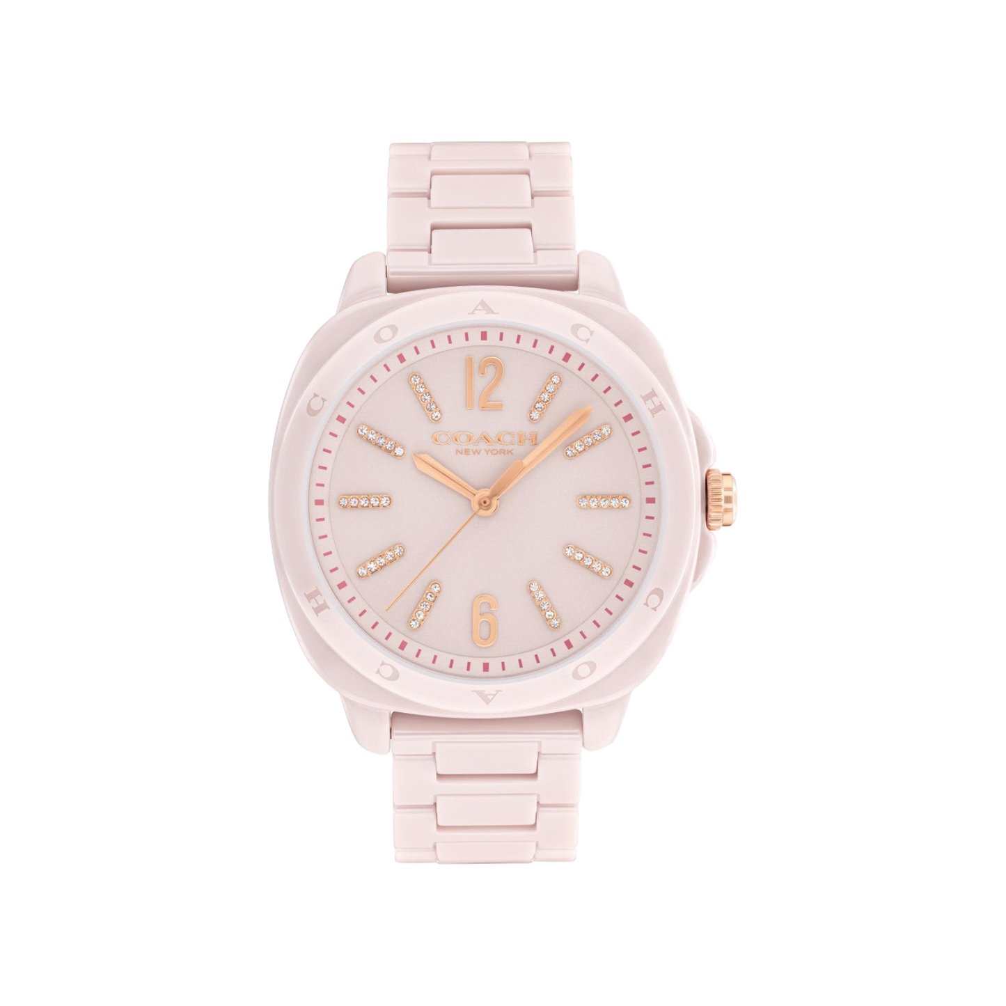 Coach Kitt Crystal Women's Pink Ceremic Bracelet Strap Watch 38mm