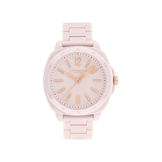 Coach Kitt Crystal Women's Pink Ceremic Bracelet Strap Watch 38mm