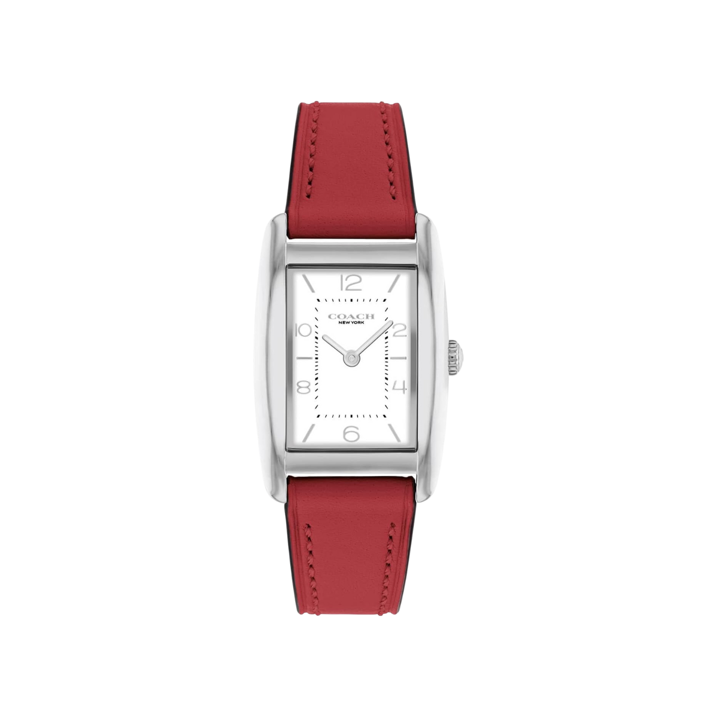 Coach Reese Women's White Dial with Silver Case & Red Leather Strap Watch 24mmx35mm