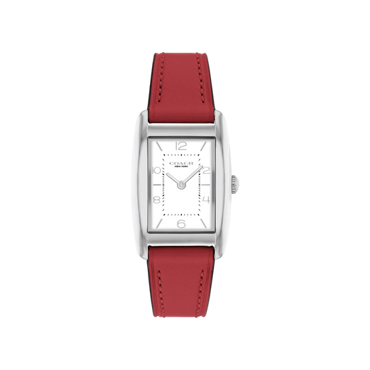 Coach Reese Women's White Dial with Silver Case & Red Leather Strap Watch 24mmx35mm