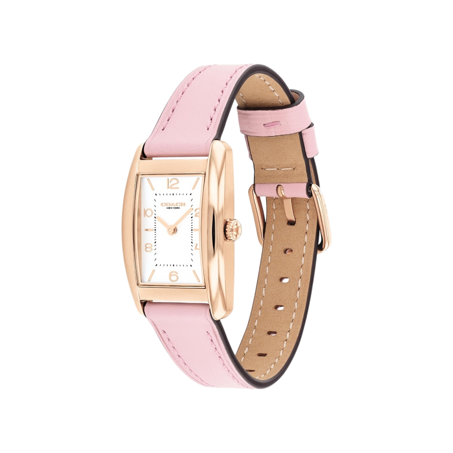 Coach Reese Women's White Dial with Rose Gold Case & Pink Leather Strap Watch 24mmx35mm