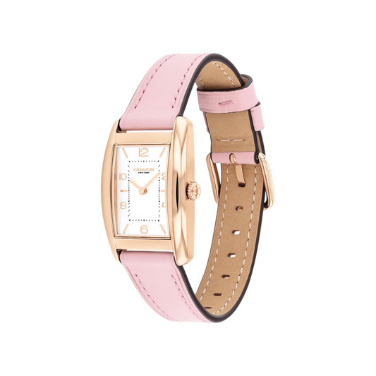 Coach Reese Women's White Dial with Rose Gold Case & Pink Leather Strap Watch 24mmx35mm