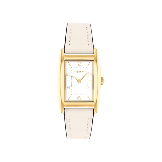 Coach Reese Women's White Dial with Gold Case & Chalk Leather Strap Watch 24mmx35mm