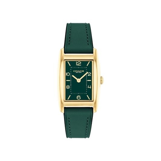 Coach Reese Women's Green Dial with Gold Case & Green Leather Strap Watch 24mmx35mm