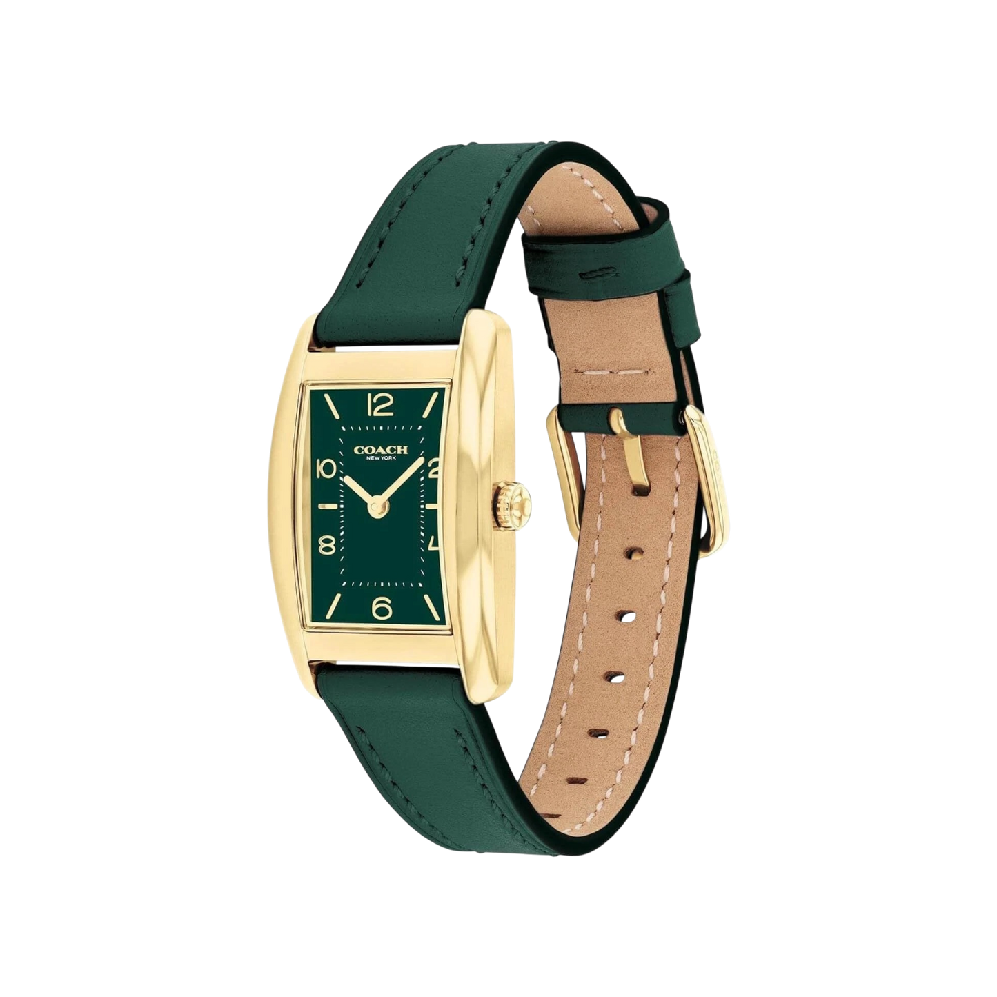 Coach Reese Women's Green Dial with Gold Case & Green Leather Strap Watch 24mmx35mm