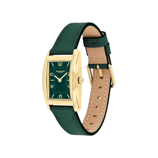 Coach Reese Women's Green Dial with Gold Case & Green Leather Strap Watch 24mmx35mm