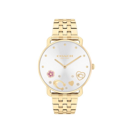 Coach Elliot Women's Silver Dial & Gold Bracelet Strap Watch 36mm