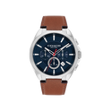 Coach Jackson Men's Blue Dial with Silver Casing & Leather Strap Watch 45mm