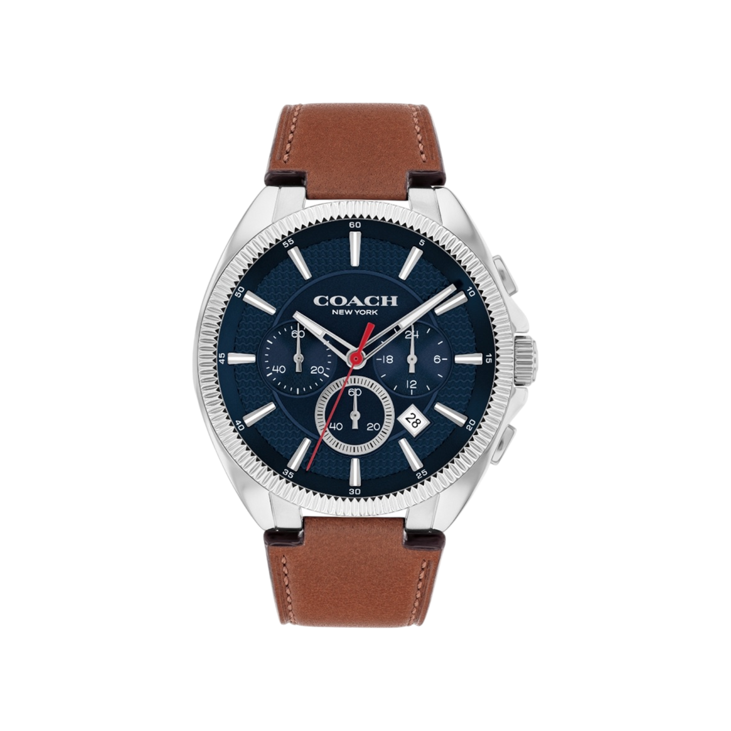 Coach Jackson Men's Blue Dial with Silver Casing & Leather Strap Watch 45mm
