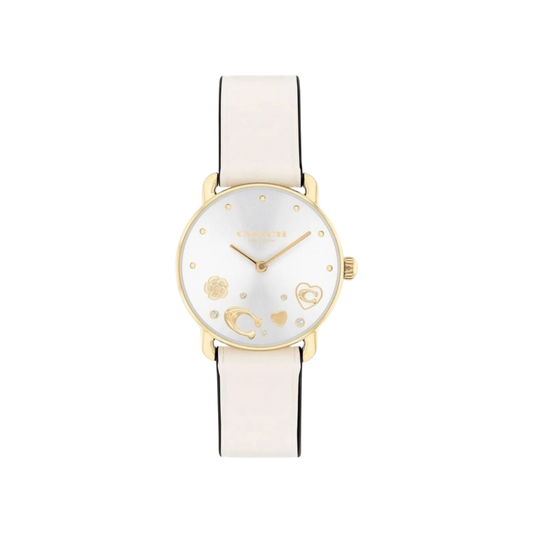 Coach Elliot Women's Silver Dial & Chalk Leather Strap Watch 28mm