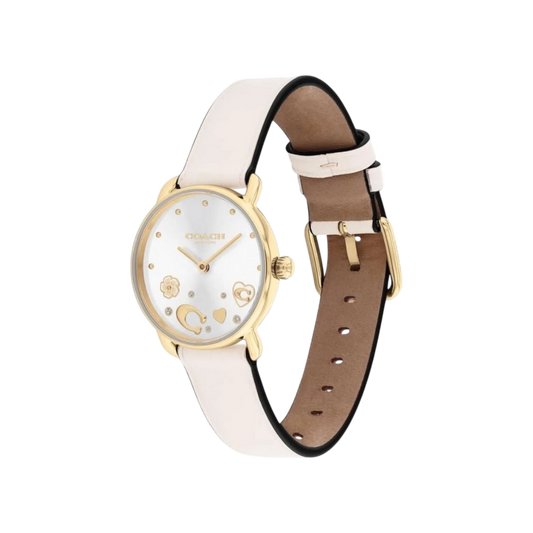 Coach Elliot Women's Silver Dial & Chalk Leather Strap Watch 28mm