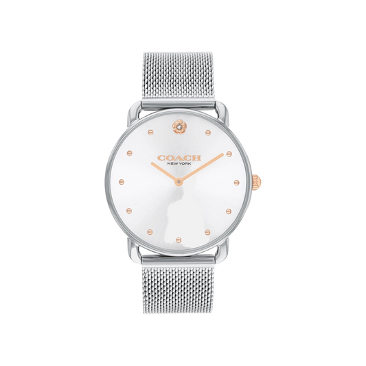 Coach Elliot Women's Silver Mesh Strap Watch 36mm
