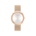 Calvin Klein Twisted Bezel Women's Silver Dial & Rose Gold Mesh Strap 34mm