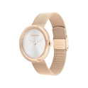 Calvin Klein Twisted Bezel Women's Silver Dial & Rose Gold Mesh Strap 34mm
